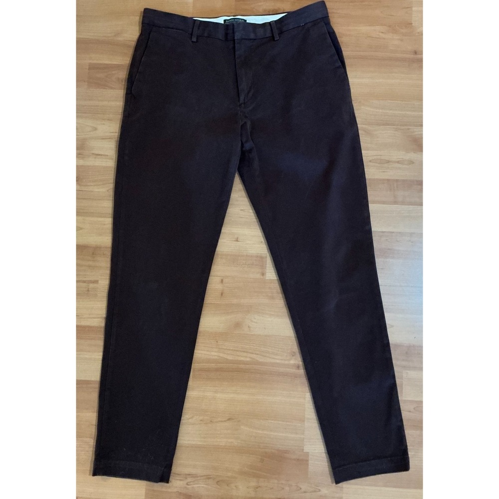 Banana Republic Mason Athletic Tapered Fit Pants sz 34 Burgundy Stretch Chino